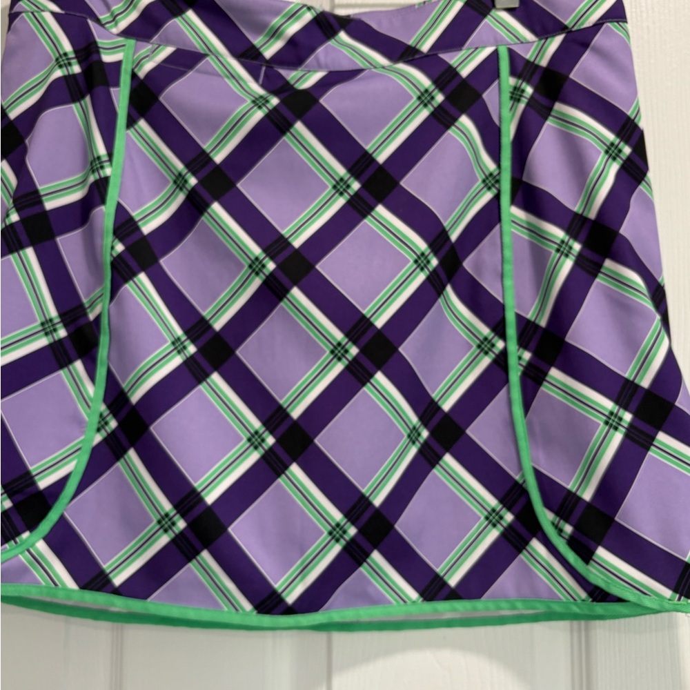 Lady Hagen Purple and Green Plaid Mini Skirt